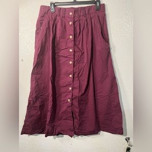 Burgundy A-Line skirt white stag